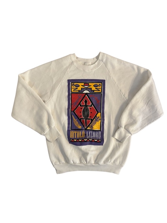 Fruit of the Loom Other - Lizard Vintage White Graphic Crewneck Sweatshirt with Colorful Aztec Print